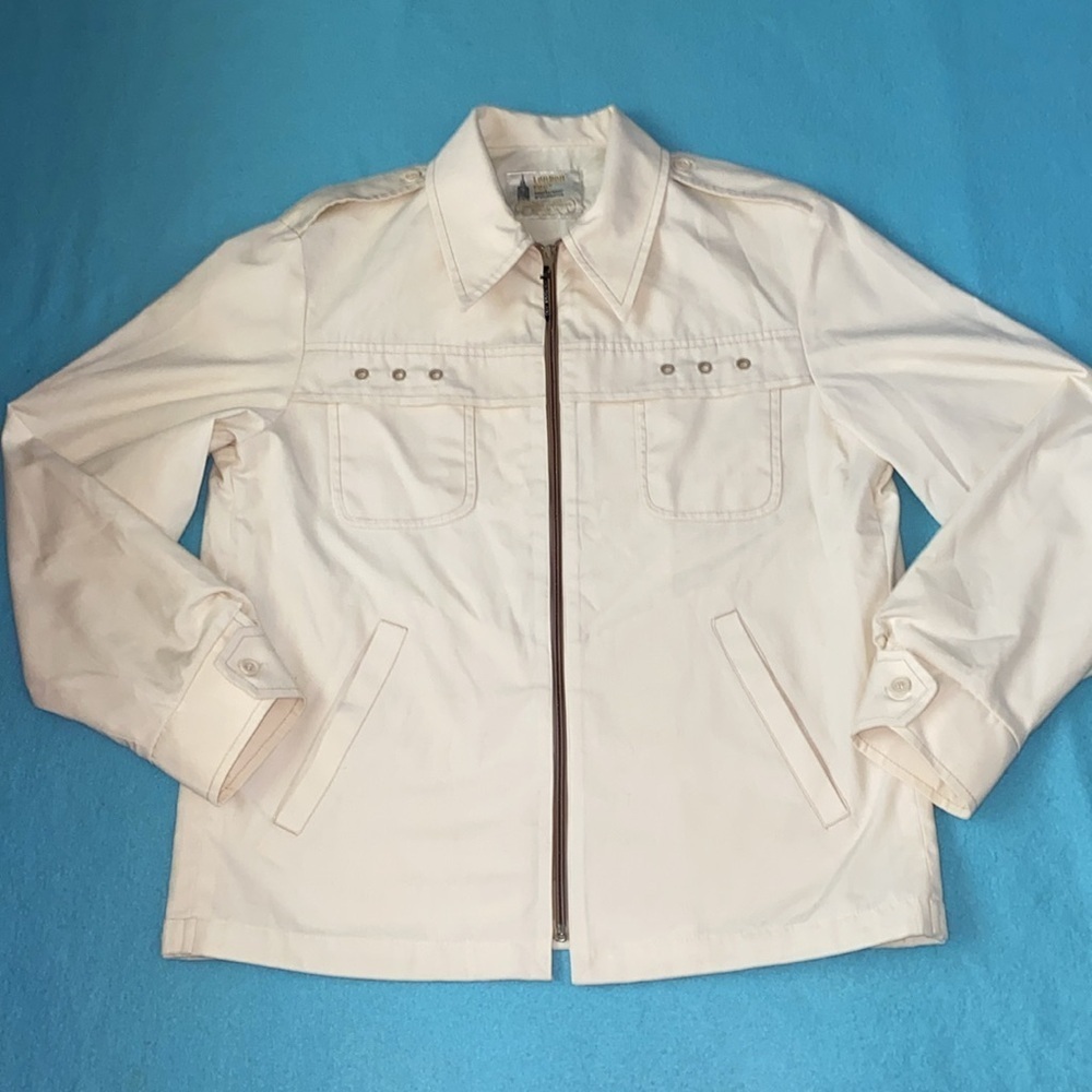 LONDON FOG weatherproof vintage zip up long sleeve stylish beige jacket size 40